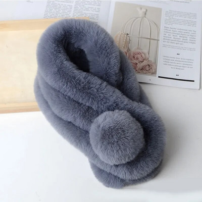 eșarfă de iarnă de lux blană artificială eșarfă caldă modă moale pluș îngroșare șal șal pentru adulți copii femei fete