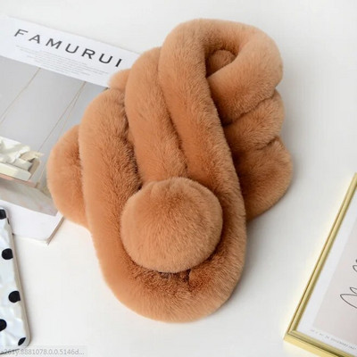 eșarfă de iarnă de lux blană artificială eșarfă caldă modă moale pluș îngroșare șal șal pentru adulți copii femei fete