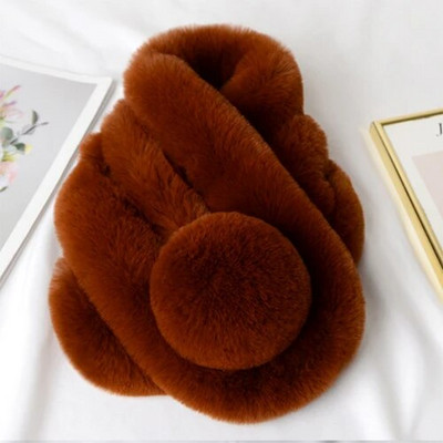 eșarfă de iarnă de lux blană artificială eșarfă caldă modă moale pluș îngroșare șal șal pentru adulți copii femei fete