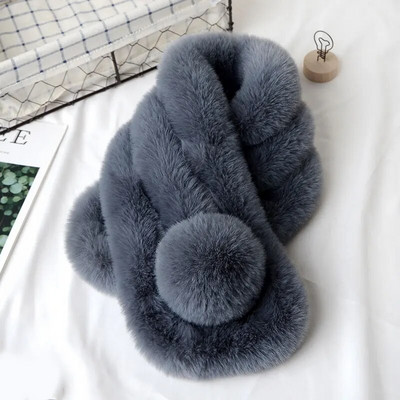 eșarfă de iarnă de lux blană artificială eșarfă caldă modă moale pluș îngroșare șal șal pentru adulți copii femei fete