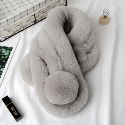 eșarfă de iarnă de lux blană artificială eșarfă caldă modă moale pluș îngroșare șal șal pentru adulți copii femei fete