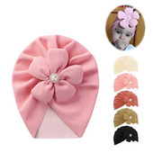 Χαριτωμένο λουλούδι μωρό κεφαλόδεσμο Μαλακό μονόχρωμο μωρό καπέλο τουρμπάνι για μωρά Καπέλο κεφαλής για μωρά Νεογέννητα Παιδικά καλύμματα κεφαλής για βρέφη