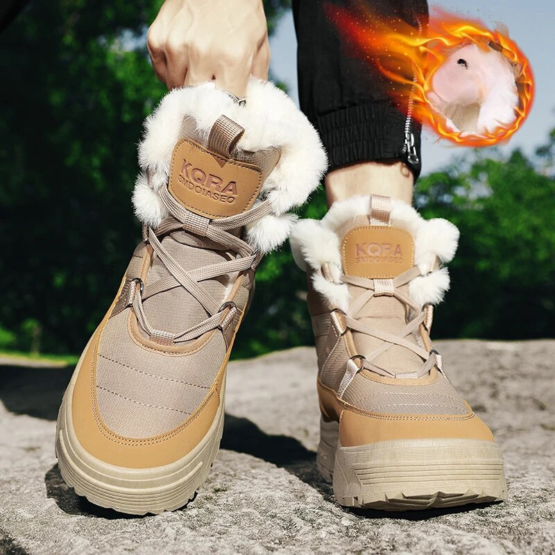 Ανδρικά ανδρικά ανδρικά μποτάκια εξωτερικού χώρου 2023 Άνετα ζεστά κοντά βελούδινα ψηλά, casual αδιάβροχα ανδρικά μποτάκια χιονιού