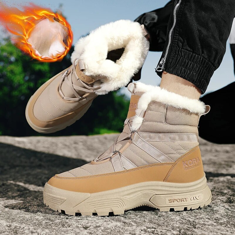 Ανδρικά ανδρικά ανδρικά μποτάκια εξωτερικού χώρου 2023 Άνετα ζεστά κοντά βελούδινα ψηλά, casual αδιάβροχα ανδρικά μποτάκια χιονιού