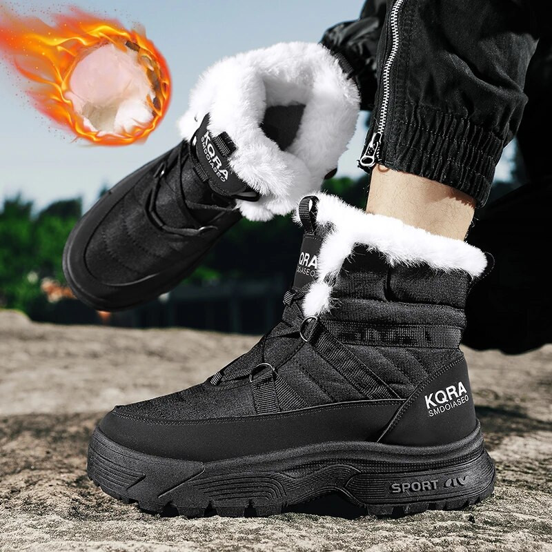 Ανδρικά ανδρικά ανδρικά μποτάκια εξωτερικού χώρου 2023 Άνετα ζεστά κοντά βελούδινα ψηλά, casual αδιάβροχα ανδρικά μποτάκια χιονιού