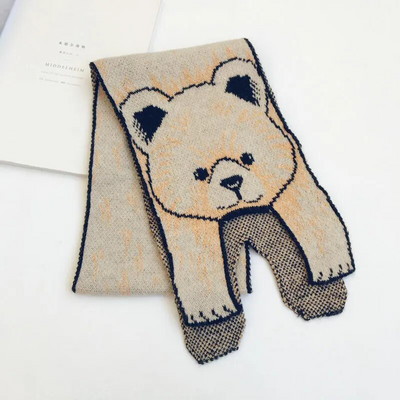 Κορεάτικο στυλ χαριτωμένο καρτούν αρκουδάκι κουνέλι Παιδικά πλεκτό μάλλινο κασκόλ Φθινόπωρο χειμώνας αγόρια κορίτσια Μικρό παιδί μακριά φουλάρια