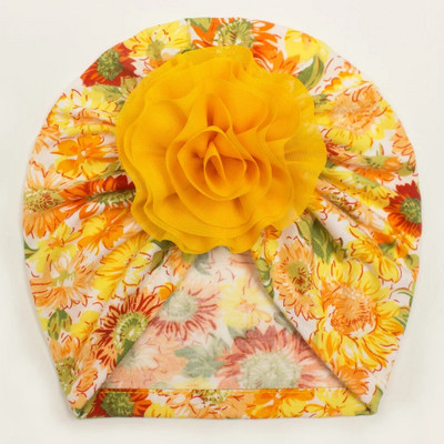 Accesorii pentru bebeluși pentru fetiță Copii copii pentru fetiță Turban cu flori din bumbac pălărie tipărită bentiță pentru bebeluși cu nod șepci de spital moale