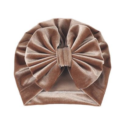 Ленти за глава за новородено бебе Шапка-тюрбан Кадифена голяма панделка за глава за бебета момичета Зима Есен Топла шапка Детски аксесоари за коса