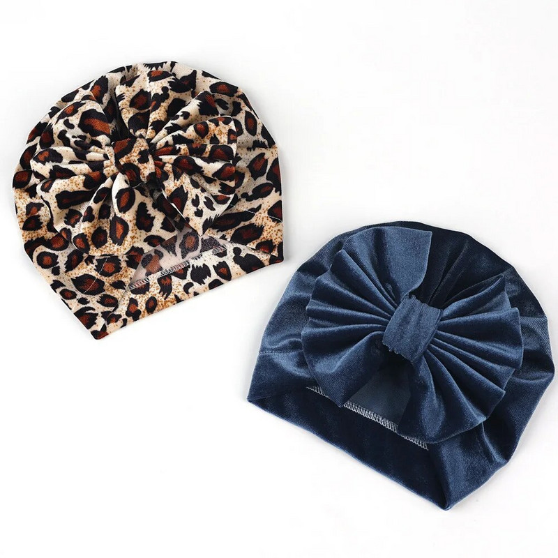 Ленти за глава за новородено бебе Шапка-тюрбан Кадифена голяма панделка за глава за бебета момичета Зима Есен Топла шапка Детски аксесоари за коса