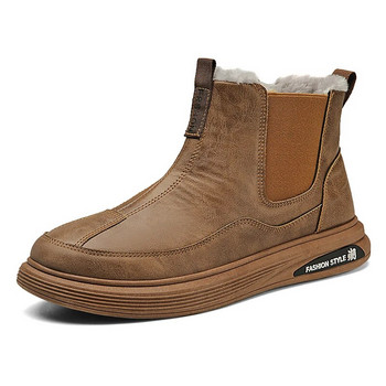 Плюс кадифени мъжки ботуши 2023 Мъжки обувки Топли снежни ботуши Ботуши с платформа до глезена Мъжка мода Удобни приплъзващи се къси ежедневни обувки