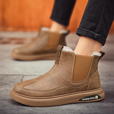 Plus Velvet ανδρικές μπότες 2023 Ανδρικά παπούτσια Μπότες ζεστού χιονιού Μπότες πλατφόρμας αστράγαλου Ανδρικά παπούτσια άνετα slip-on κοντά casual παπούτσια