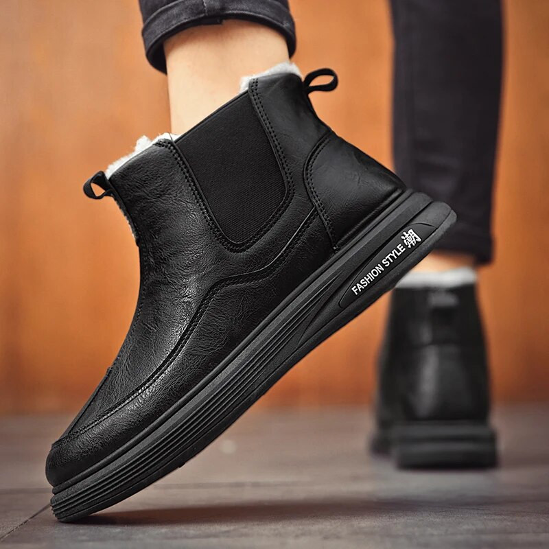 Plus Velvet ανδρικές μπότες 2023 Ανδρικά παπούτσια Μπότες ζεστού χιονιού Μπότες πλατφόρμας αστράγαλου Ανδρικά παπούτσια άνετα slip-on κοντά casual παπούτσια