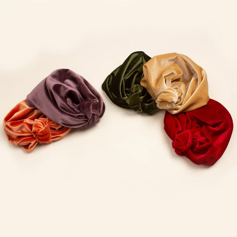 Νέο βελούδινο καπέλο τουρμπάνι Baby Beanie ζεστός κόμπος βρεφικό καπό για μωρό κοριτσάκι Καπέλο νήπιο Νεογέννητο χειμωνιάτικο καπέλο Παιδικά αγόρια Αξεσουάρ