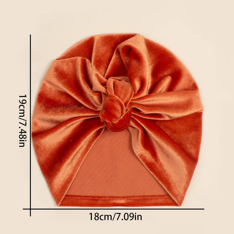 Νέο βελούδινο καπέλο τουρμπάνι Baby Beanie ζεστός κόμπος βρεφικό καπό για μωρό κοριτσάκι Καπέλο νήπιο Νεογέννητο χειμωνιάτικο καπέλο Παιδικά αγόρια Αξεσουάρ