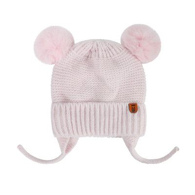 Pălărie drăguță cu pompon pentru bebeluși, iarnă, caldă pentru copii, șapcă, tricot croșetat, culoare solidă, protejează copiii, pălărie pentru copii mici.