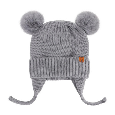 Pălărie drăguță cu pompon pentru bebeluși, iarnă, caldă pentru copii, șapcă, tricot croșetat, culoare solidă, protejează copiii, pălărie pentru copii mici.