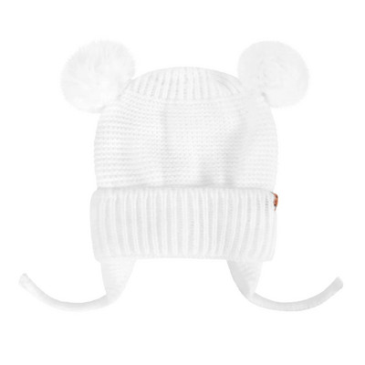 Pălărie drăguță cu pompon pentru bebeluși, iarnă, caldă pentru copii, șapcă, tricot croșetat, culoare solidă, protejează copiii, pălărie pentru copii mici.