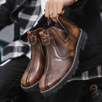 Ρετρό ανδρικές μπότες Νέα παπούτσια για άνδρες Μόδα Αστραγάλος Μπότες μοτοσυκλέτας με χοντρή σόλα Όμορφα casual παπούτσια Ανδρικές μπότες με κοντό σωλήνα