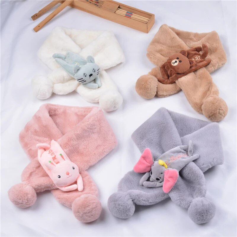 2022 Φθινόπωρο Χειμώνας Μαλακό βελούδινο παιδικό μαντίλι Χαριτωμένο καρτούν κοριτσάκι μωρό χοντρό ζεστό κασκόλ Εξωτερικό παιδικό μαντήλι μωρό αξεσουάρ