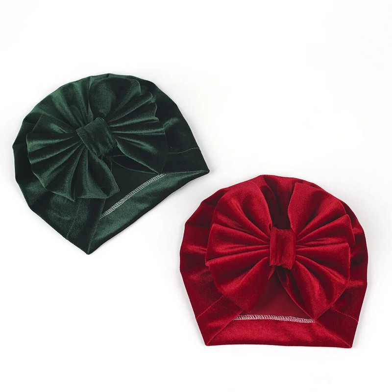 Sügistalvine Beebi turbani peapael Armsad vibud Tüdrukute Müts Väikelapse Imiku peakatted Pehme sametine Laste Kapott Vastsündinud Nokamüts