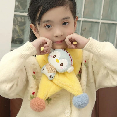 Cartoon Pinguin Fructe Fete Eșarfă Moale Pluș Îngroașă Călduț Iarnă Eșarfe Pentru Copii Fată Baiat Copii Haine