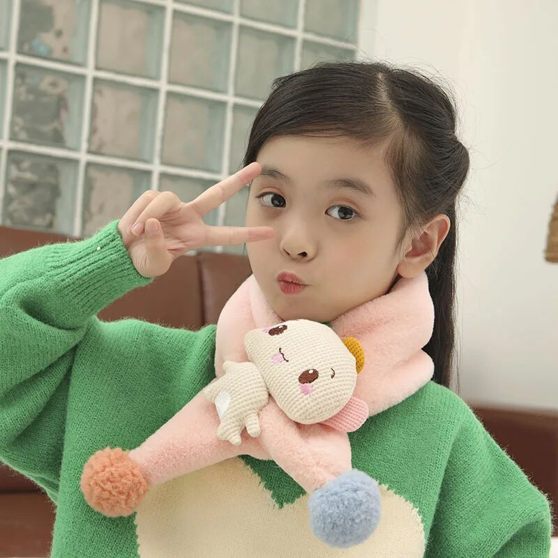 Cartoon Pinguin Fructe Fete Eșarfă Moale Pluș Îngroașă Călduț Iarnă Eșarfe Pentru Copii Fată Baiat Copii Haine