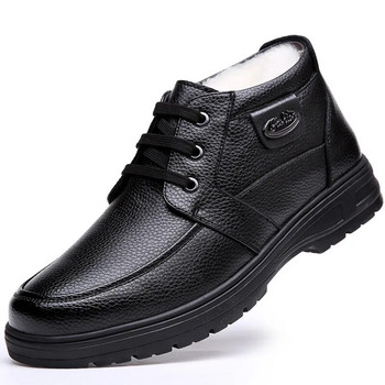 Plus Velvet Ανδρικές μπότες 2023 Ανδρικά παπούτσια χειμερινά ζεστά βαμβακερά παπούτσια Business με κορδόνια Αντιολισθητικές κοντές μπότες