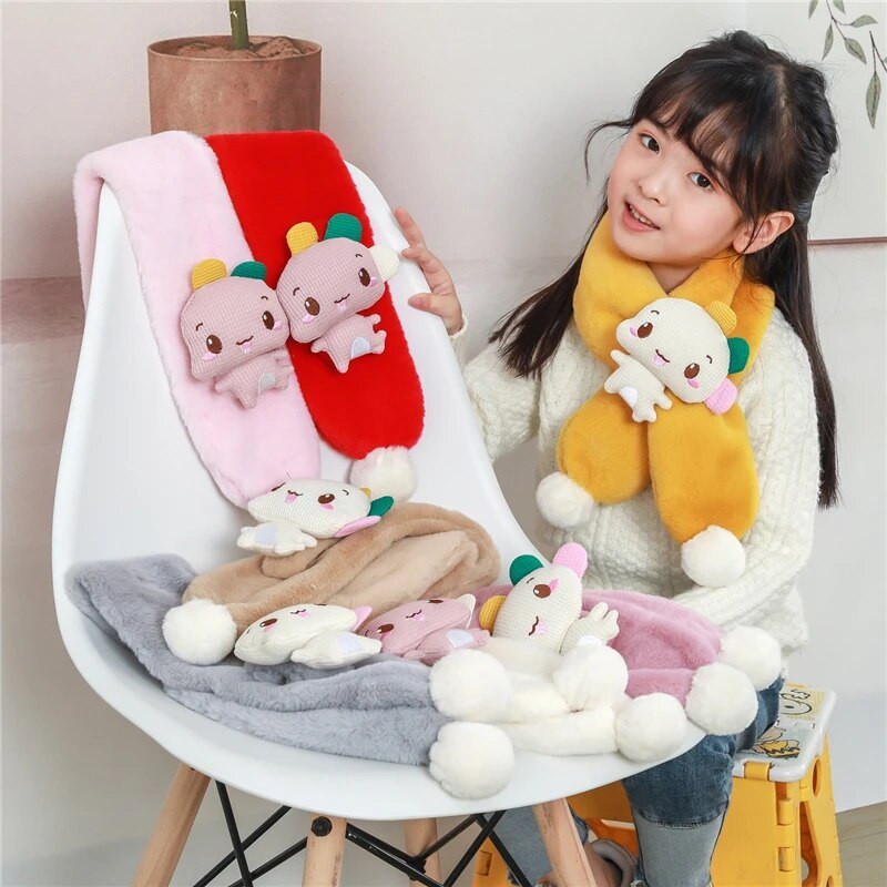 Χειμώνας Παιδιά Χαριτωμένα κινούμενα σχέδια Μαλακό βελούδινο κασκόλ Κοριτσάκι Μωρό Χοντρό ζεστό αντιανεμικό γιακά μαντίλι εξωτερικού χώρου Keep ζεστό Παιδικό μαντήλι