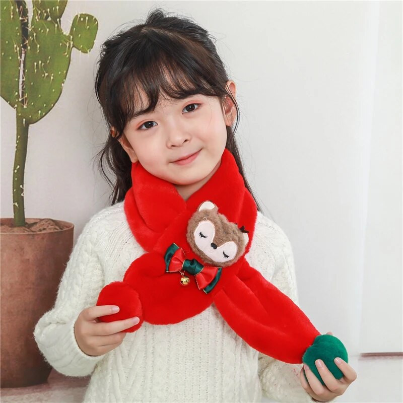 Χειμώνας Παιδιά Χαριτωμένα κινούμενα σχέδια Μαλακό βελούδινο κασκόλ Κοριτσάκι Μωρό Χοντρό ζεστό αντιανεμικό γιακά μαντίλι εξωτερικού χώρου Keep ζεστό Παιδικό μαντήλι