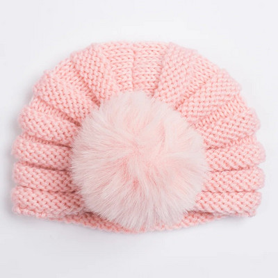 Uus ühevärviline villane kootud müts Bebe vastsündinu müts Pompom armas talvemüts lastele tüdrukutele lastele turban soe nokamüts