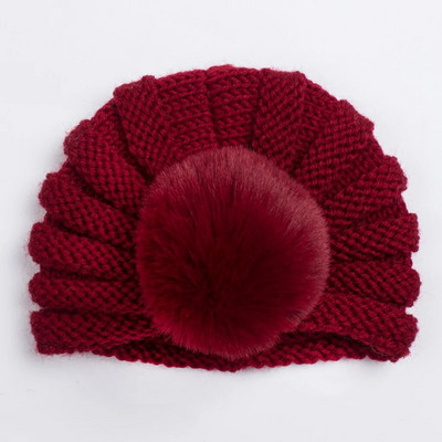 Uus ühevärviline villane kootud müts Bebe vastsündinu müts Pompom armas talvemüts lastele tüdrukutele lastele turban soe nokamüts