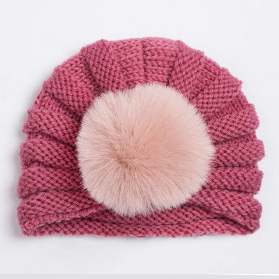 Uus ühevärviline villane kootud müts Bebe vastsündinu müts Pompom armas talvemüts lastele tüdrukutele lastele turban soe nokamüts
