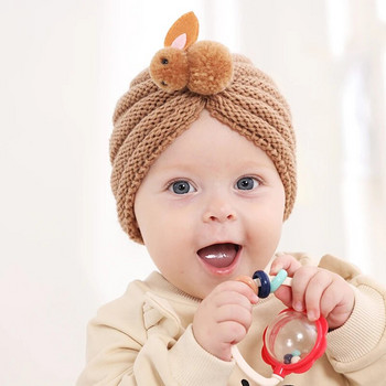 Πλεκτό χειμωνιάτικο καπέλο μωρού για κορίτσι Αγόρι καραμέλα Χρώμα Μπόνε μωρό Χαριτωμένο κουνέλι Beanie Baby Turban Καπέλα για νεογέννητο νήπιο Καπάκι κεφαλής