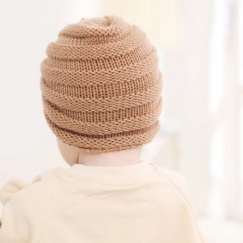 Πλεκτό χειμωνιάτικο καπέλο μωρού για κορίτσι Αγόρι καραμέλα Χρώμα Μπόνε μωρό Χαριτωμένο κουνέλι Beanie Baby Turban Καπέλα για νεογέννητο νήπιο Καπάκι κεφαλής