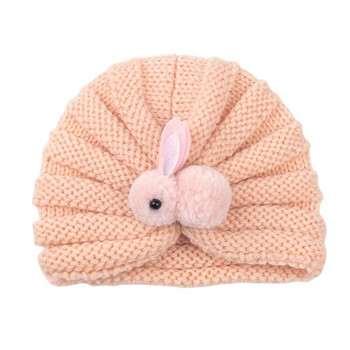 Плетена зимна бебешка шапка за момиче, момче, бонбони, бонет, шапка за деца, сладък заек, шапка с шапки, шапки с тюрбан, шапка за глава на новородено дете
