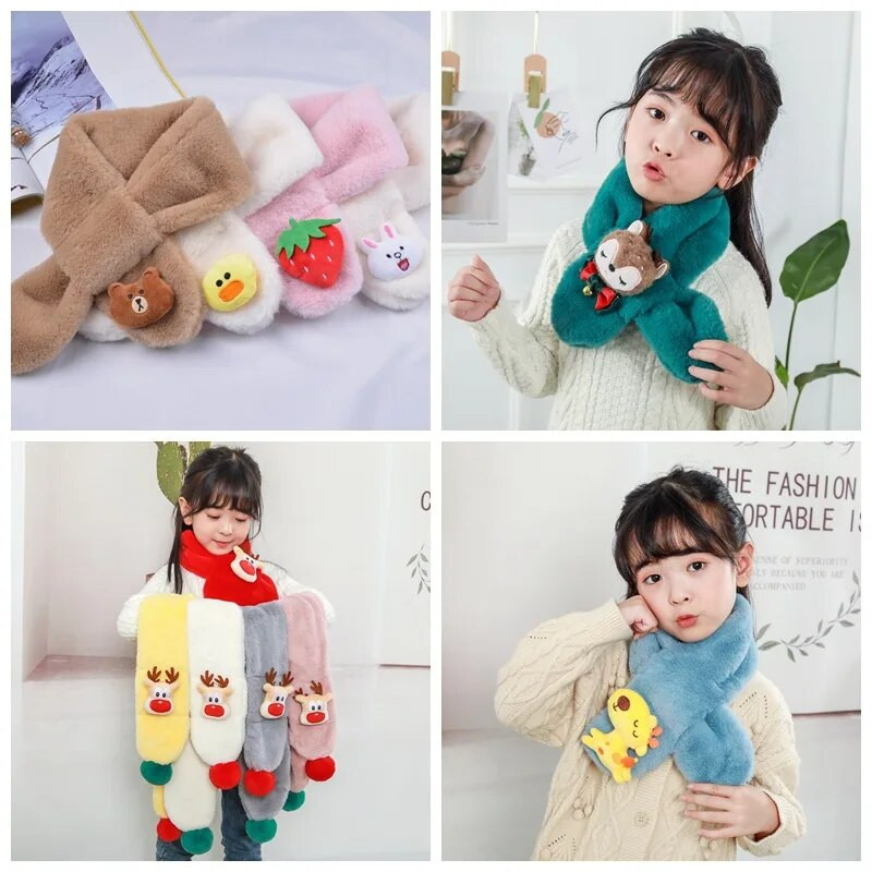 Μωρό μαντήλι κινουμένων σχεδίων Μαλακό βελούδινο χοντρό Χειμώνα Ζεστό Νεογέννητο Λαιμό Μασίφ Κασκόλ για Παιδιά Κορίτσι Αγόρι Παιδικό Κασκόλ Χριστουγεννιάτικα Δώρα