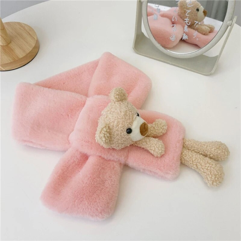 Eșarfă drăguță de iepuraș de ursuleț de desene animate pentru copii, pluș moale, eșarfe calde de iarnă pentru copii, fată, băiat, pentru copii, 2022