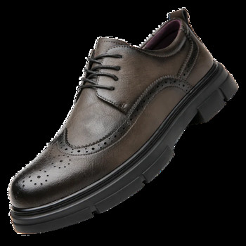 2023 Британски ежедневни единични обувки Кожени обувки Официални обувки Нови мъжки обувки Кожени кожени обувки от телешка кожа Мъжки удобни ниски обувки
