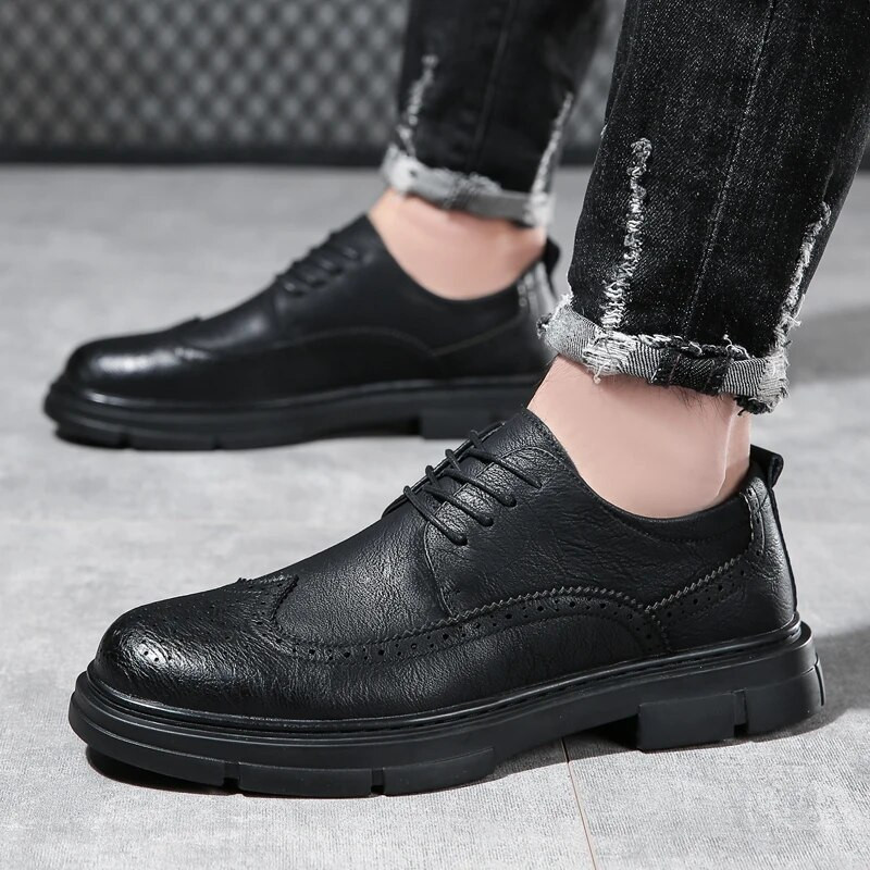 2023 British Casual single παπούτσια Δερμάτινα παπούτσια Επίσημα παπούτσια Νέα ανδρικά παπούτσια Δερμάτινα δερμάτινα παπούτσια από δέρμα αγελάδας Ανδρικά άνετα παπούτσια