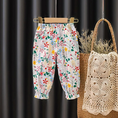 Καλοκαιρινό καθημερινό μωρό παντελόνι χαρέμι για κοριτσάκια Λεπτό δροσερό λουλουδάτο τύπωμα Παιδικό παντελόνι Bloomers Loose παιδικό παντελόνι κατά των κουνουπιών