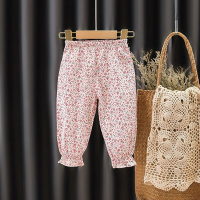 Καλοκαιρινό καθημερινό μωρό παντελόνι χαρέμι για κοριτσάκια Λεπτό δροσερό λουλουδάτο τύπωμα Παιδικό παντελόνι Bloomers Loose παιδικό παντελόνι κατά των κουνουπιών