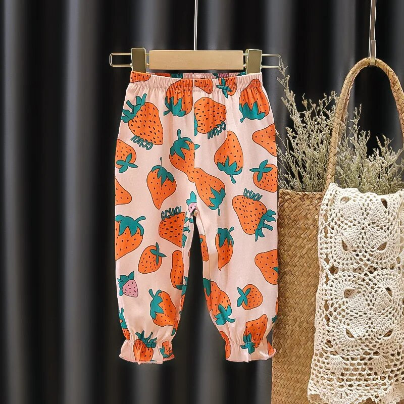Καλοκαιρινό καθημερινό μωρό παντελόνι χαρέμι για κοριτσάκια Λεπτό δροσερό λουλουδάτο τύπωμα Παιδικό παντελόνι Bloomers Loose παιδικό παντελόνι κατά των κουνουπιών