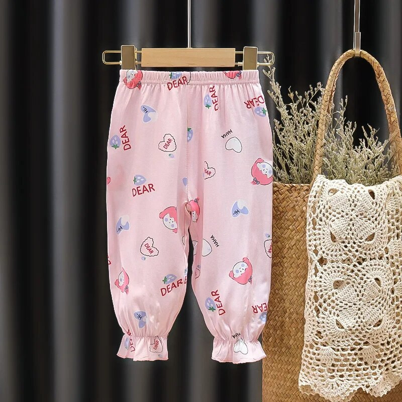 Καλοκαιρινό καθημερινό μωρό παντελόνι χαρέμι για κοριτσάκια Λεπτό δροσερό λουλουδάτο τύπωμα Παιδικό παντελόνι Bloomers Loose παιδικό παντελόνι κατά των κουνουπιών