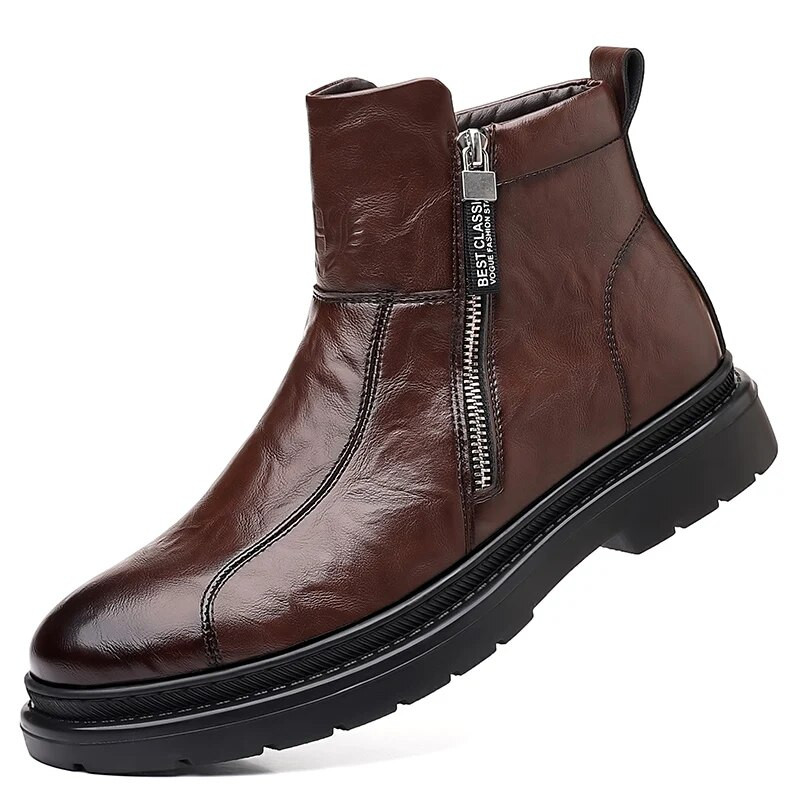 Cizme pentru bărbați de înaltă calitate, 2023, pantofi noi pentru bărbați, cu fermoar lateral retro, cizme scurte ocazionale, anti-alunecare, cizme confortabile pentru motociclete