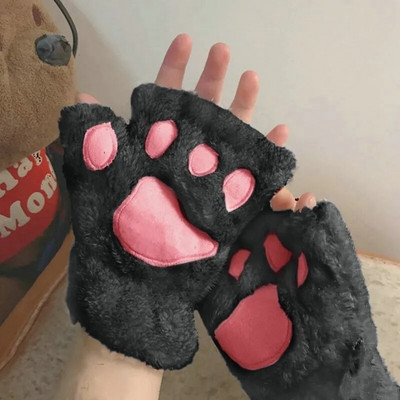 Katės letenos pirštinės be pirštų, pūkuotos, šiltos, minkštos pliušinės pirštinės pandos pirštinės, skirtos vaikams, suaugusiems, žiemai skirtos gimtadienio dovanos