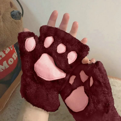 Katės letenos pirštinės be pirštų, pūkuotos, šiltos, minkštos pliušinės pirštinės pandos pirštinės, skirtos vaikams, suaugusiems, žiemai skirtos gimtadienio dovanos