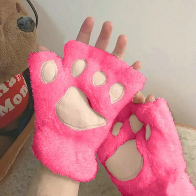 Katės letenos pirštinės be pirštų, pūkuotos, šiltos, minkštos pliušinės pirštinės pandos pirštinės, skirtos vaikams, suaugusiems, žiemai skirtos gimtadienio dovanos