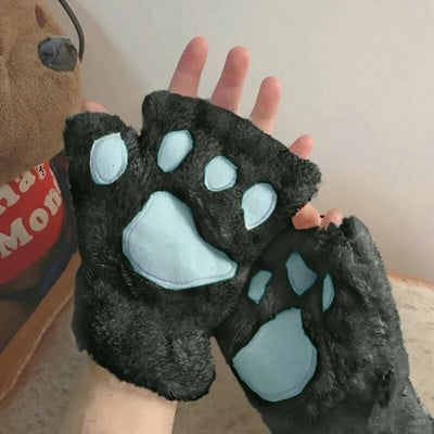 Katės letenos pirštinės be pirštų, pūkuotos, šiltos, minkštos pliušinės pirštinės pandos pirštinės, skirtos vaikams, suaugusiems, žiemai skirtos gimtadienio dovanos