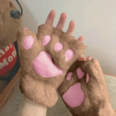 Katės letenos pirštinės be pirštų, pūkuotos, šiltos, minkštos pliušinės pirštinės pandos pirštinės, skirtos vaikams, suaugusiems, žiemai skirtos gimtadienio dovanos
