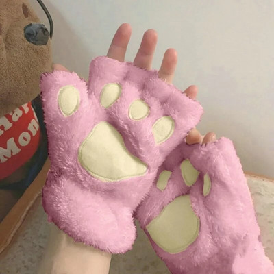 Katės letenos pirštinės be pirštų, pūkuotos, šiltos, minkštos pliušinės pirštinės pandos pirštinės, skirtos vaikams, suaugusiems, žiemai skirtos gimtadienio dovanos
